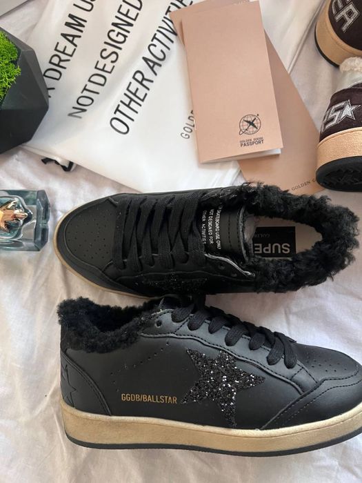 Кросівки утеплені Golden Goose/ Чорні снікерси Голден Гус/ Рік Овенс