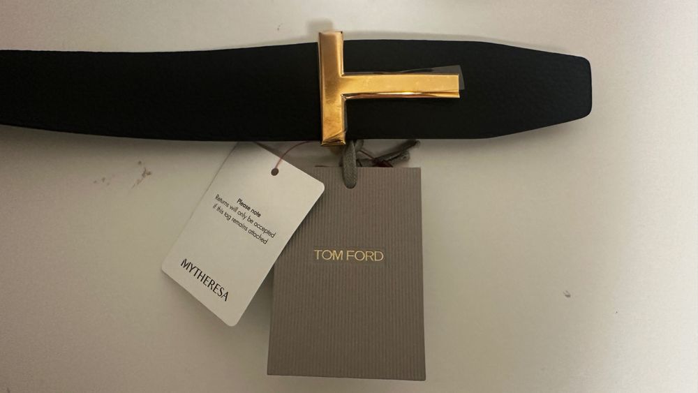 Tom Ford -  pasek, czarny NOWY, faktura.