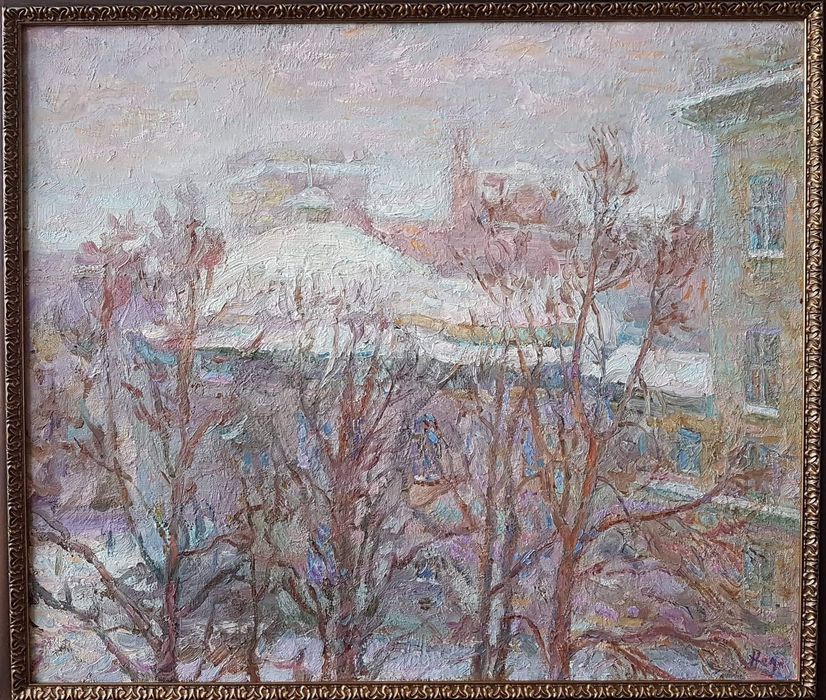 Пейзаж в стилі імпресіоністів, пейзаж Черкаси, олія, полотно.