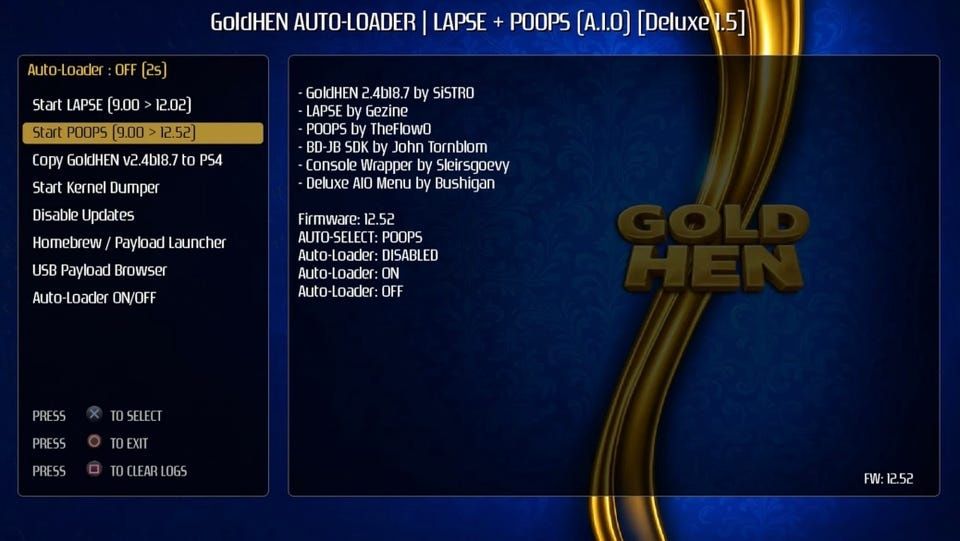 Disco Golden p/desbloquear PS4 9.00-12.52