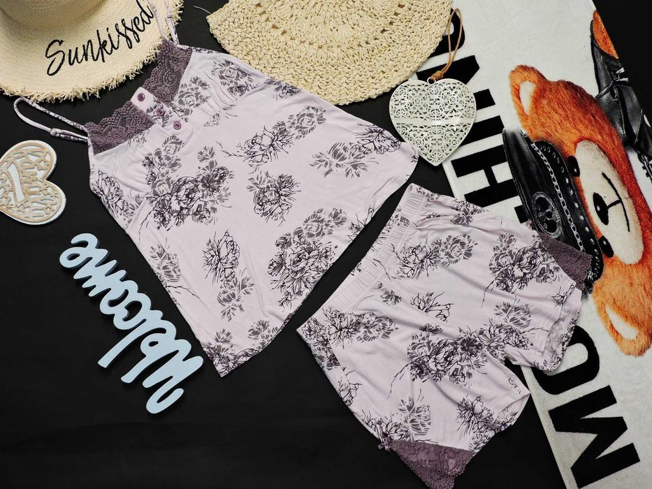 Moraj świetna piżamka kwiaty koronka S