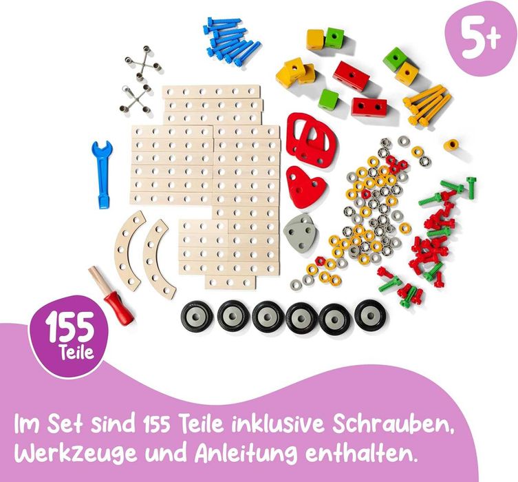 Klocki drewniane Eichhorn Konstrukcyjne Wóz Strażacki 155 Element C111