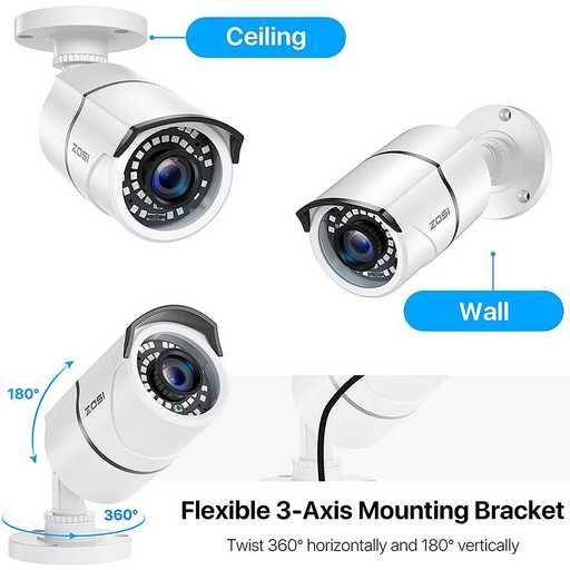 Câmara Zosi CCTV branco para Sistema Videovigilância
