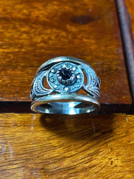 Anel Prata e Ouro Contrastado Antigo Tam. 13