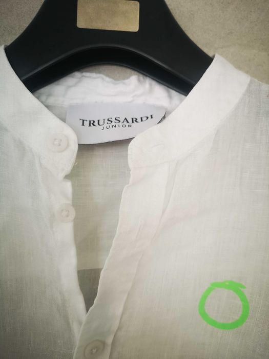 Trussardi biała koszula 100% len r. 158 cm 13-14 lat