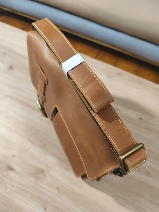 Torba skórzana listonoszka brązowa skóra bydlęca nowa z paskiem