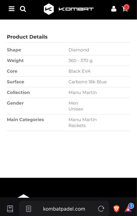 Raquete padel KOMBAT TEIDE com garantia