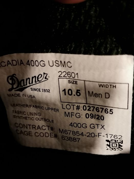 Danner Acadia 400G USMC 8" Gore Tex Thinsulate Vibram 2020