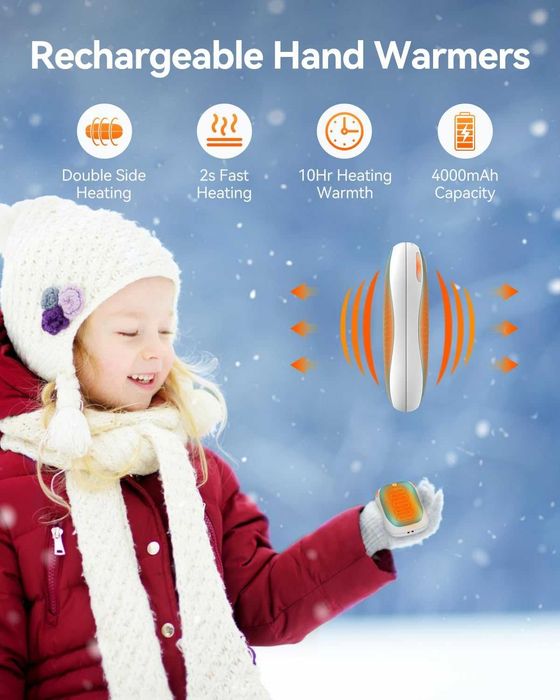 Aquecedor de mãos,regulável em 3 temperaturas,  USB C recarregável