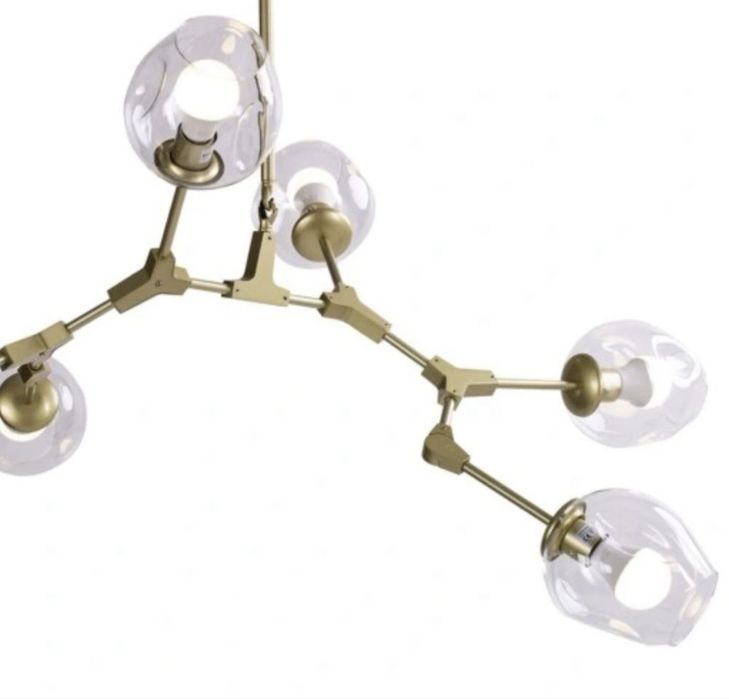 Lampa wisząca żyrandol z kloszami złota