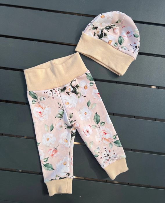 Komplet czapka i spodnie spodenki półśpiochy 68 / Handmade