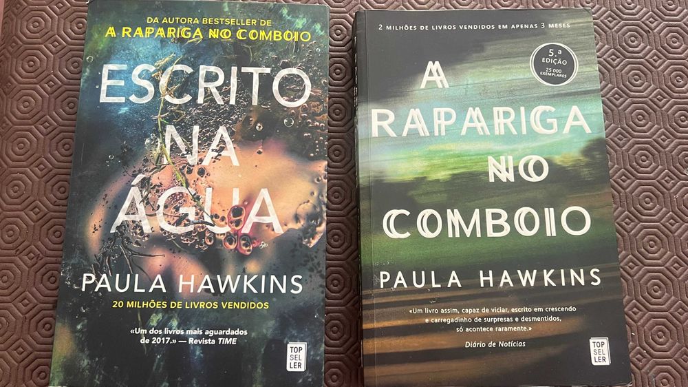 Policiais: A Rapariga no Comboio e Escrito na Água, de Paula Hawkins