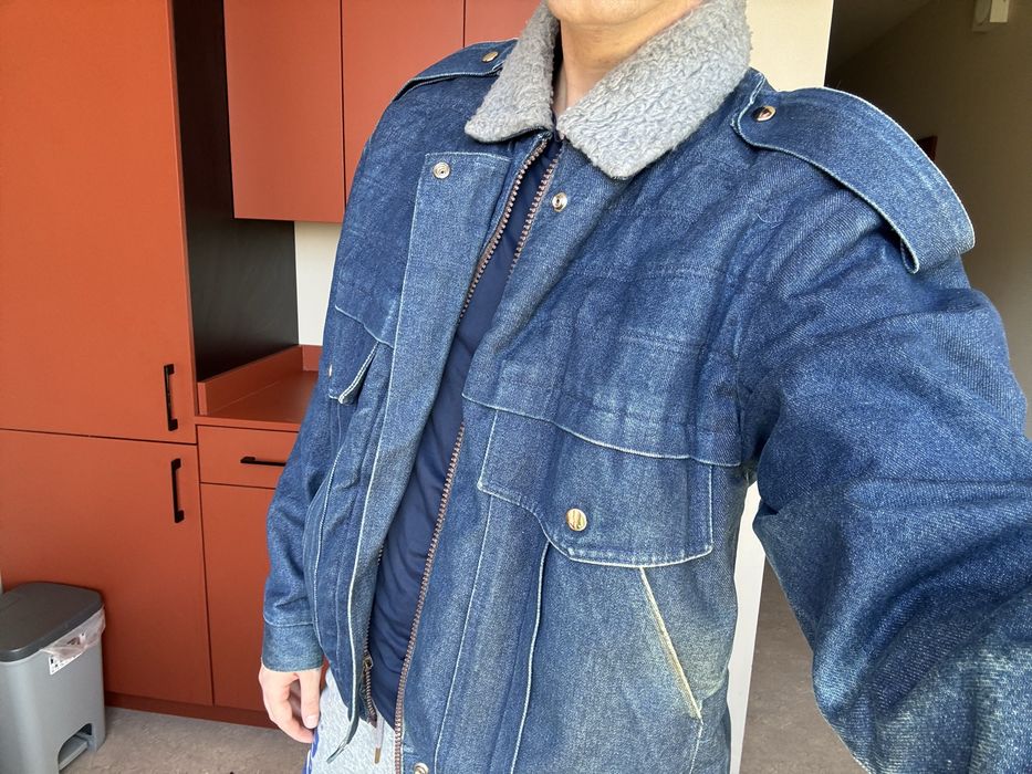 Vintage jeansowa kurtka ocieplana z lat 80/90 • 100% bawełna