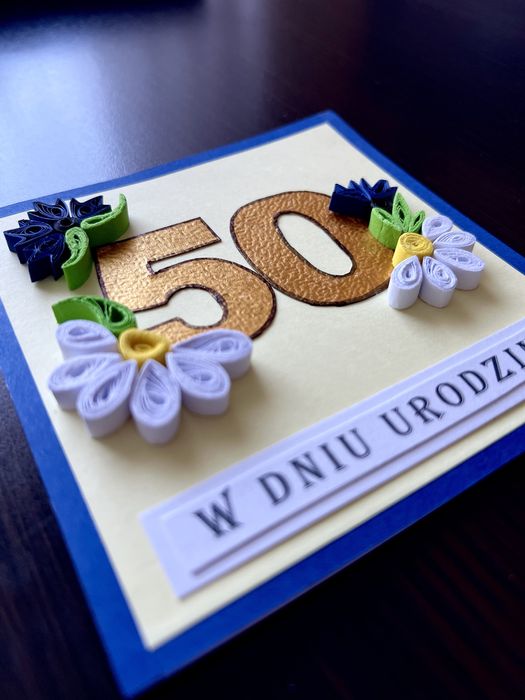 Kartka urodzinowa, ręcznie robiona, quilling