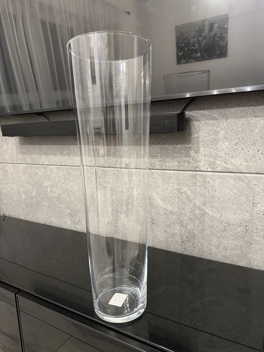 Szklany wazon, 60cm wysoki, 18cm średnica, tuba, szkło