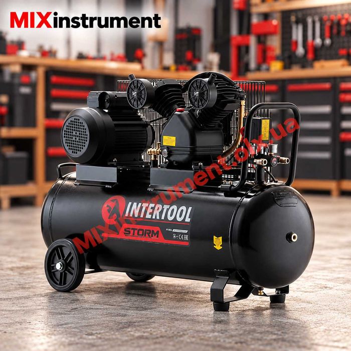 Компресор INTERTOOL PT-0014 100 л, 3 кВт, 500 л/хв — гарантія 3 роки