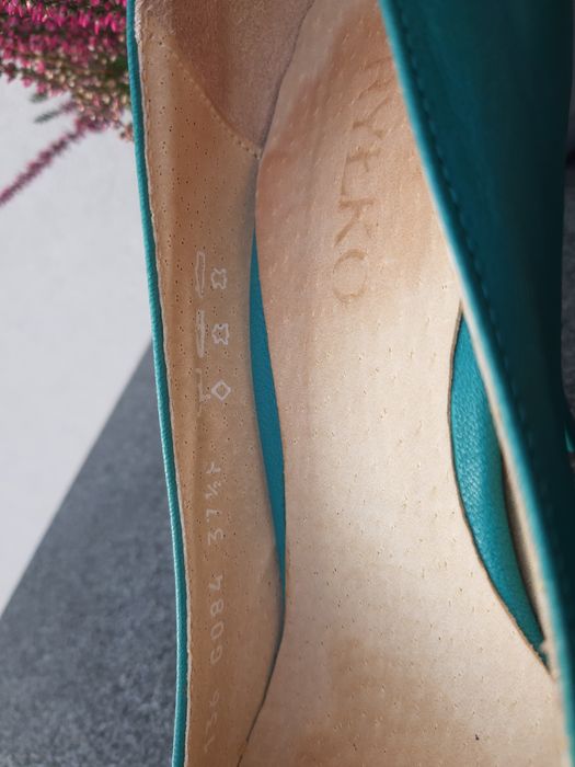 Szpilki RYŁKO skóra turkusowe 37