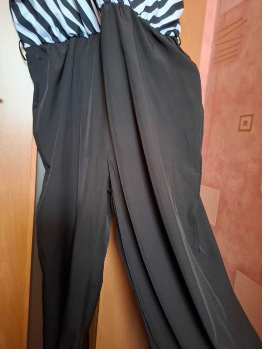 Kombinezon czarny jak nowy góra w paski szerokie nogawki Shein 3XL