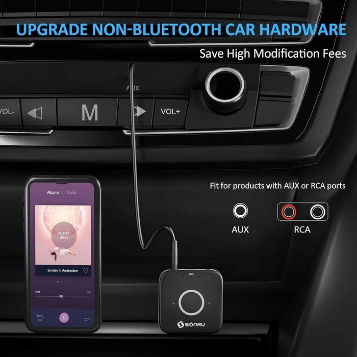 Bezprzewodowy Odbiornik Bluetooth 5.0 Adapter SR-B7 SONRU do Samochodu