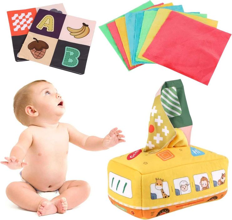 chusteczki dla niemowląt montessori animal bus zabawka