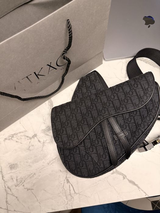 Оригинальная мужская сумка Black Dior Oblique Jacquard