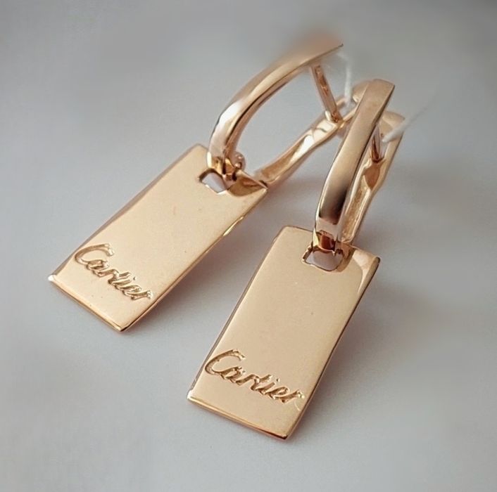 Золоті сережки в стилі картьє 585 проба нові