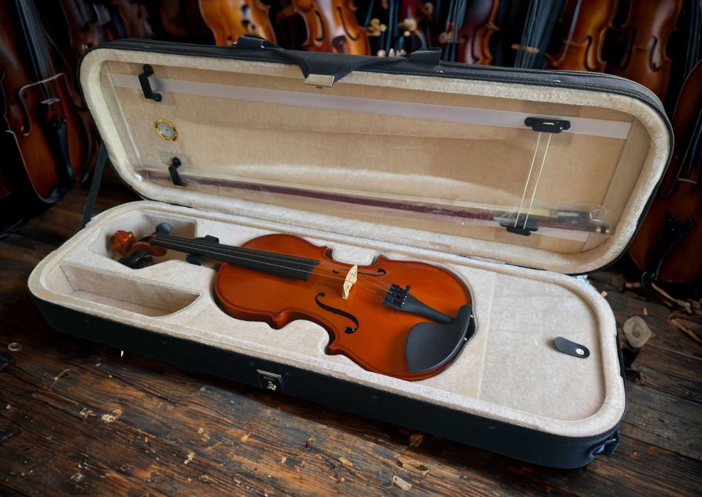 Skrzypce HV-100 rozmiar 4/4 + futerał + smyczek + żeberko + kalafonia