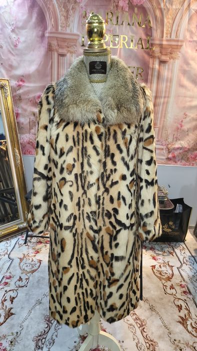 Lindíssimao casaco pêlo autêntico de Cabrito estampado leopardo