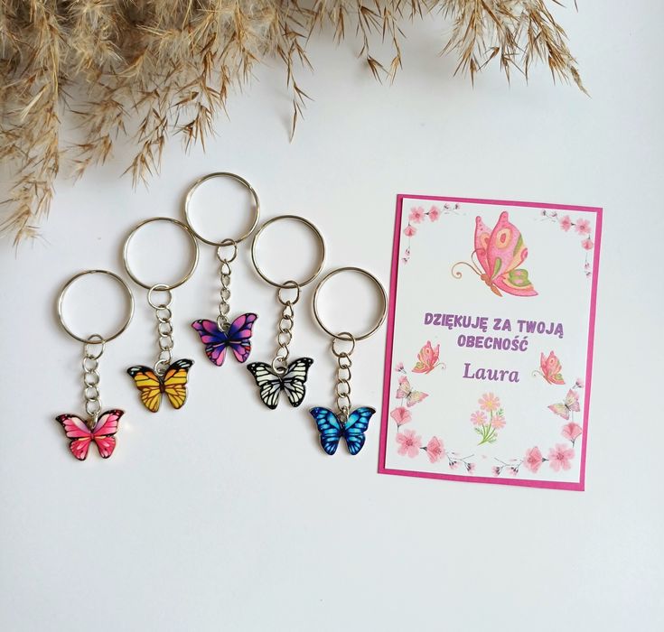 Breloczek motylek Podziękowanie dla gości Prezent na Urodziny