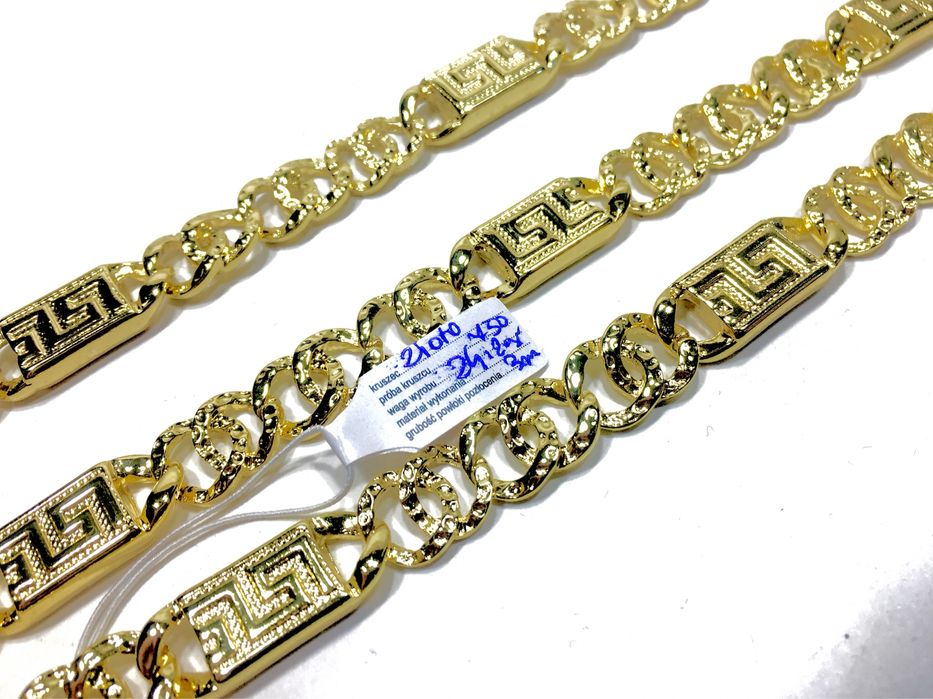 Złoty męski łańcuszek i bransoleta VERSACE•pozłacany 18K