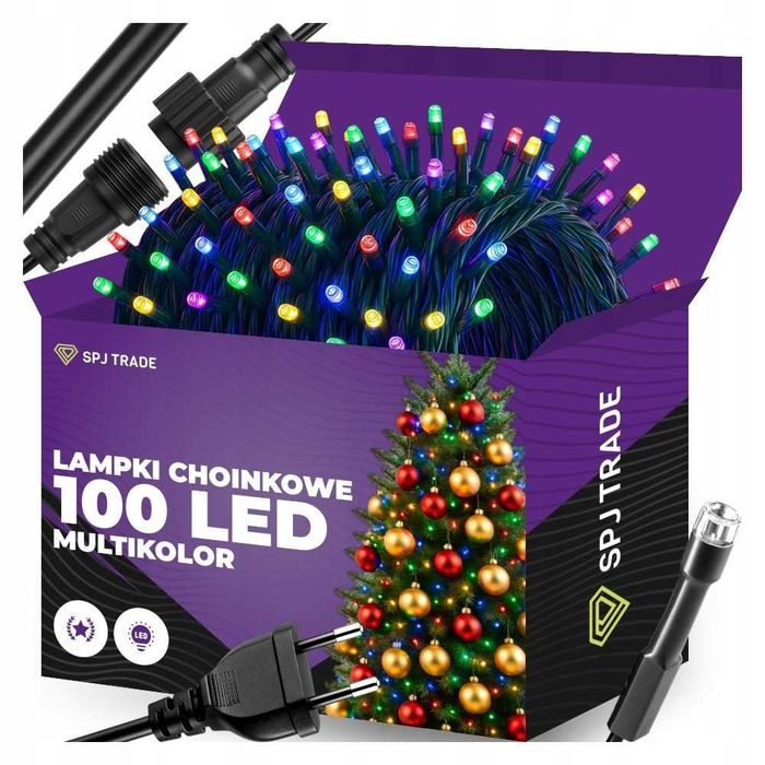 LAMPKI choinkowe 100 LED multikolor 8m 8 trybów