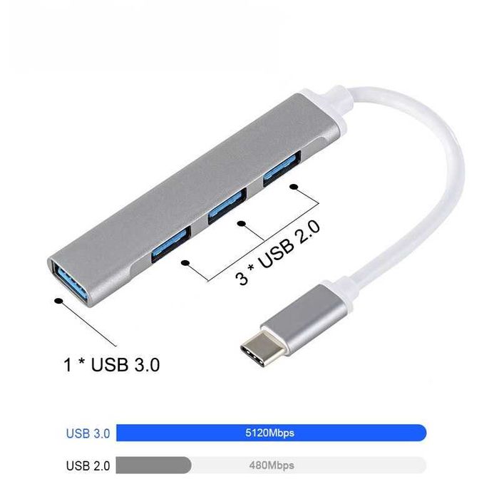 Type-C хаб-концентратор 4 USB сплиттер-разветвитель переходник-адаптер