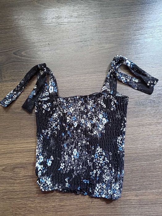 Top bluzeczka na wiązanych ramiączkach C&A S 36 kwiaty