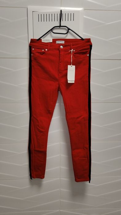 Spodnie Zara r. 8 / S NOWE czerwone lampas