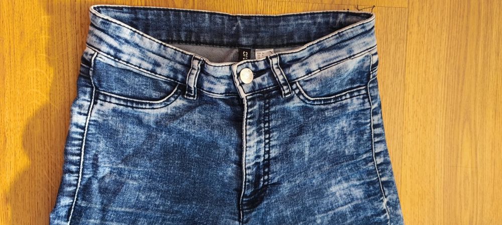 Spodnie high waist H&M 34 XS marmurki wysoka talia