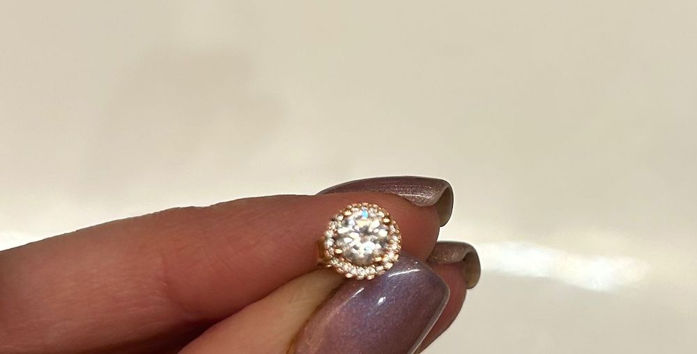 Серьги гвоздики Pandora серебро позолота