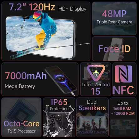 Cubot Note 60. 7,2", 16Gb(6+10)/128 120Hz 48Mp 7000Ma NFC