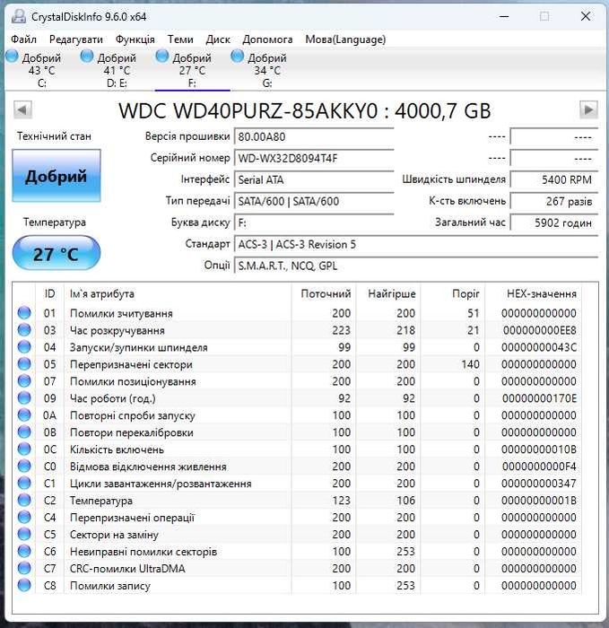 Жорсткий диск WD Purple 4TB WD40PURZ — у наявності 2 шт.