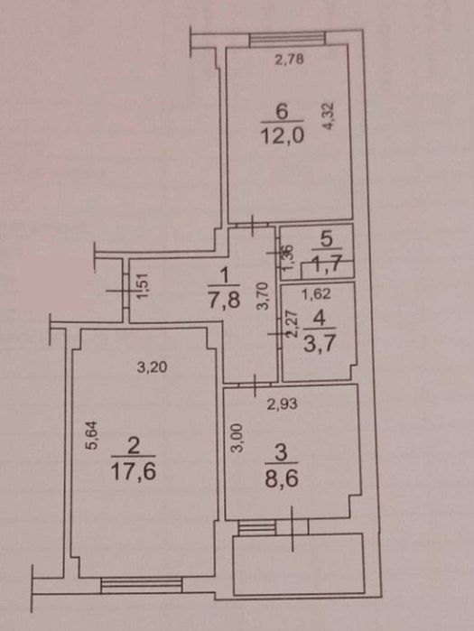 2к. квартира 53,6  кв.м ЖК 7 небо (госпрограммы)