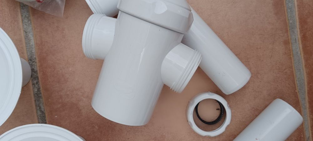 Válvula mais sifão duplo Jimten. Novo com embalagem