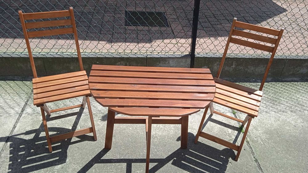 Stół ogrodowy, na balkon, krzesła ikea 2 szt. - zestaw