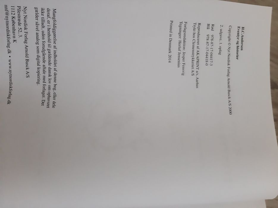 Livro em Dinamarquês do autor H. C. Andersen