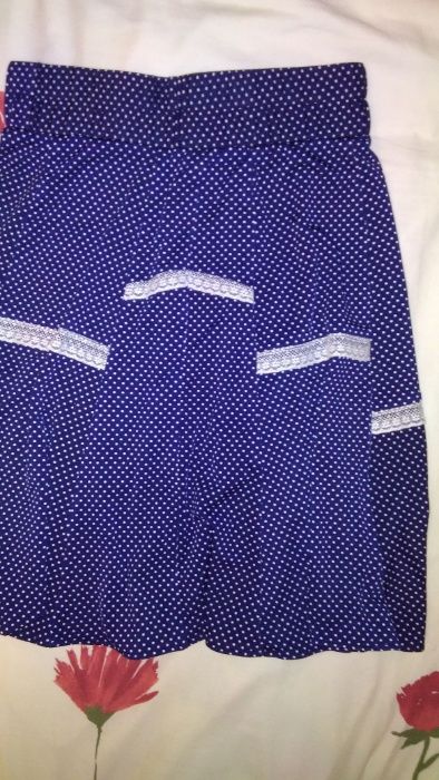 SAIA azul às pintinhas brancas FEITA Á MEDIDA