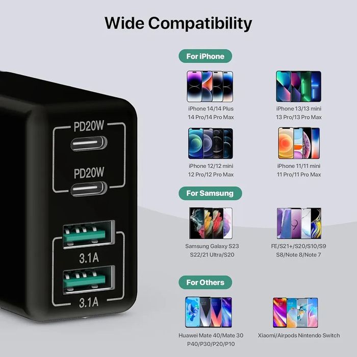 Zasilacz, ładowarka 40W 4 porty ładowania Samsung iphone