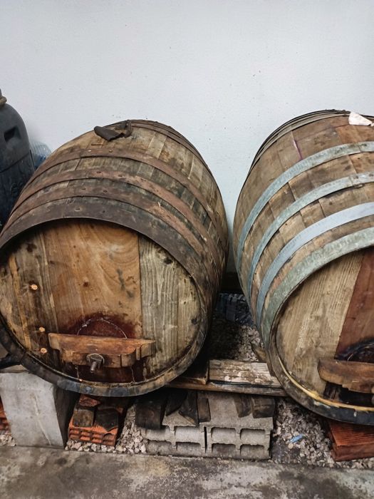 Pipas para vinho em madeira.