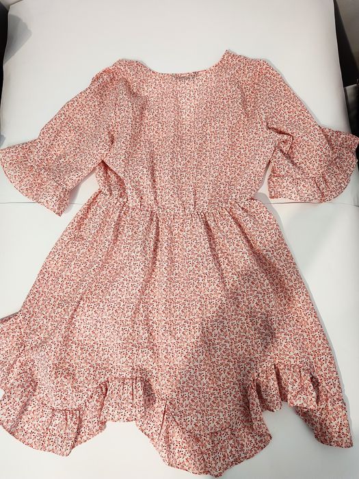 Shein różowa sukienka w kropki L 85 cm