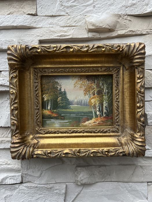 Kolekcja 5szt ręcznie malowanych obrazkow obrazek w drewnianej ramie