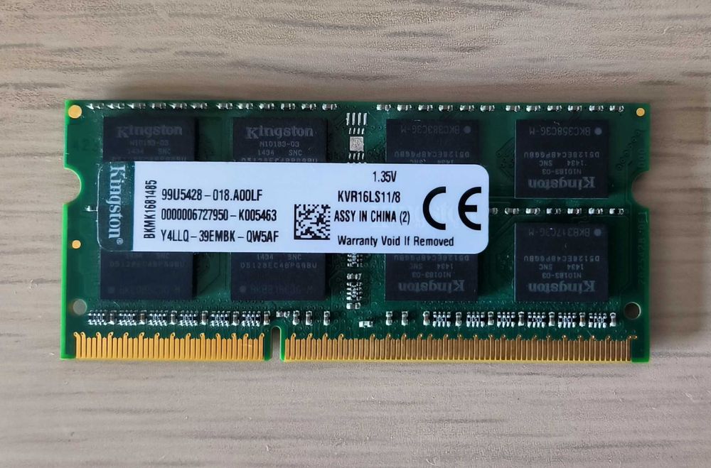 Memória RAM Kingston 8GB DDR3L 1600Mhz CL11 - KVR16LS11/8