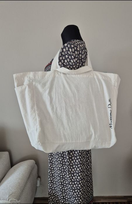 Duża torba płócienna Massimo Dutti shoperka idealna na wiosnę