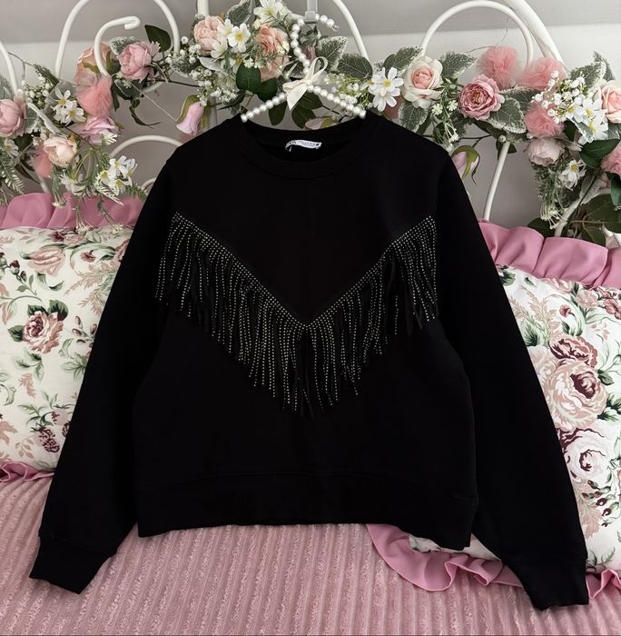 ZARA bluza z frędzlami czarna S Warszawa Mokotów • OLX.pl
